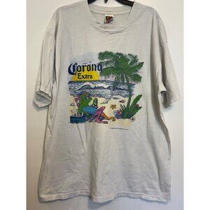 Vintage Corona Extra Beach Graphic T-Shirt XL Fruit Of The Loom 100% Cotton